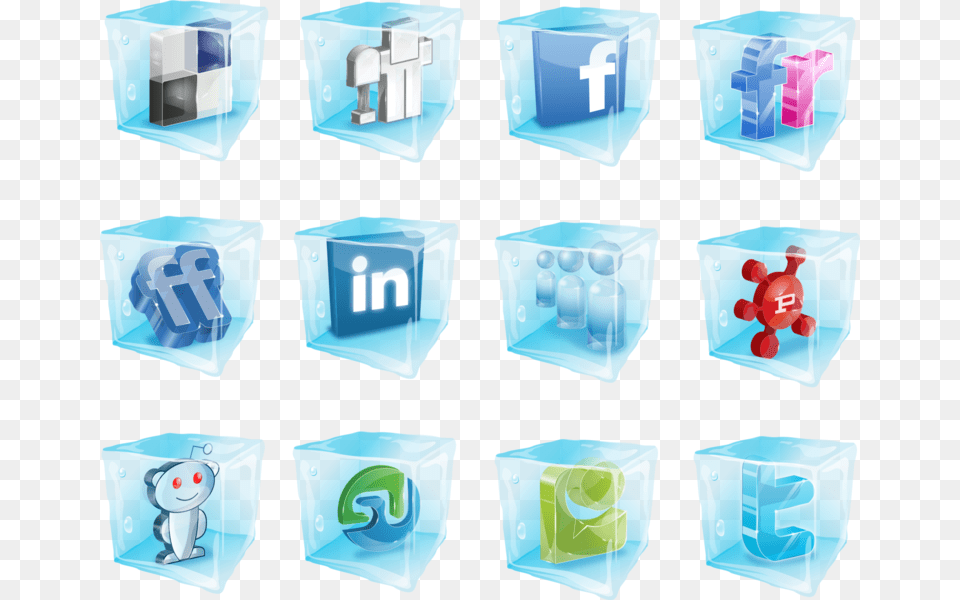 Ice Social Media Icons, Plastic, Text, Bag Free Png