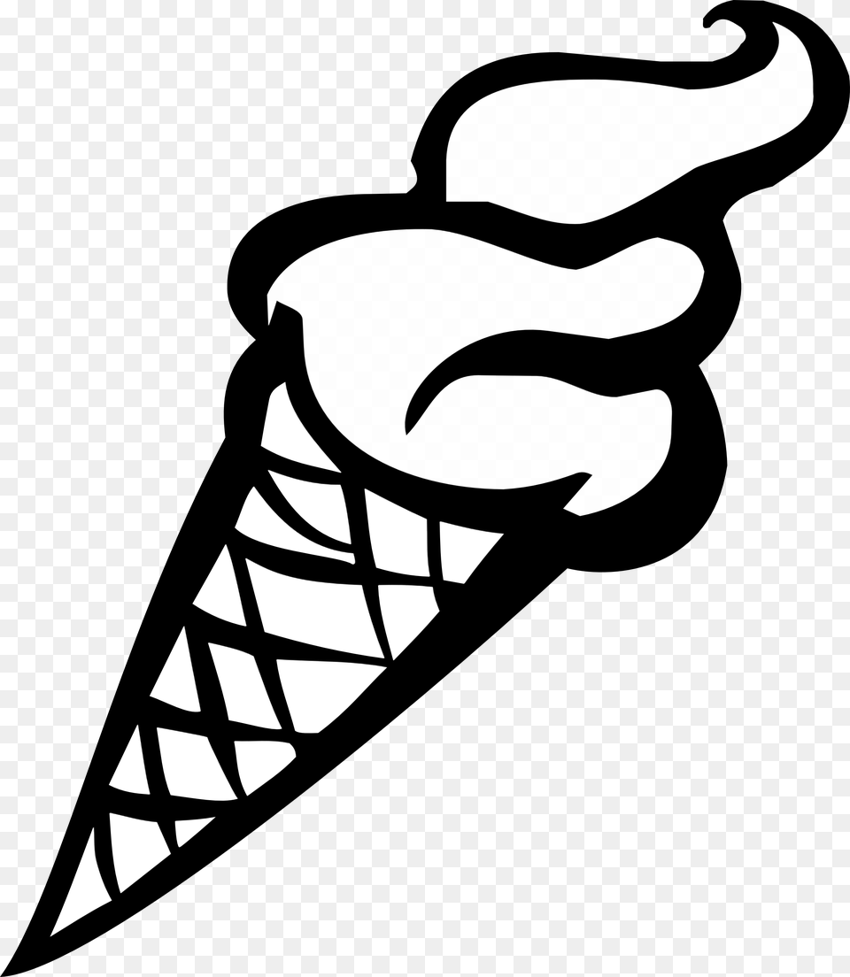 Icecream Cone Black And White Transparent Icecream Cone Black, Cream, Dessert, Food, Ice Cream Png