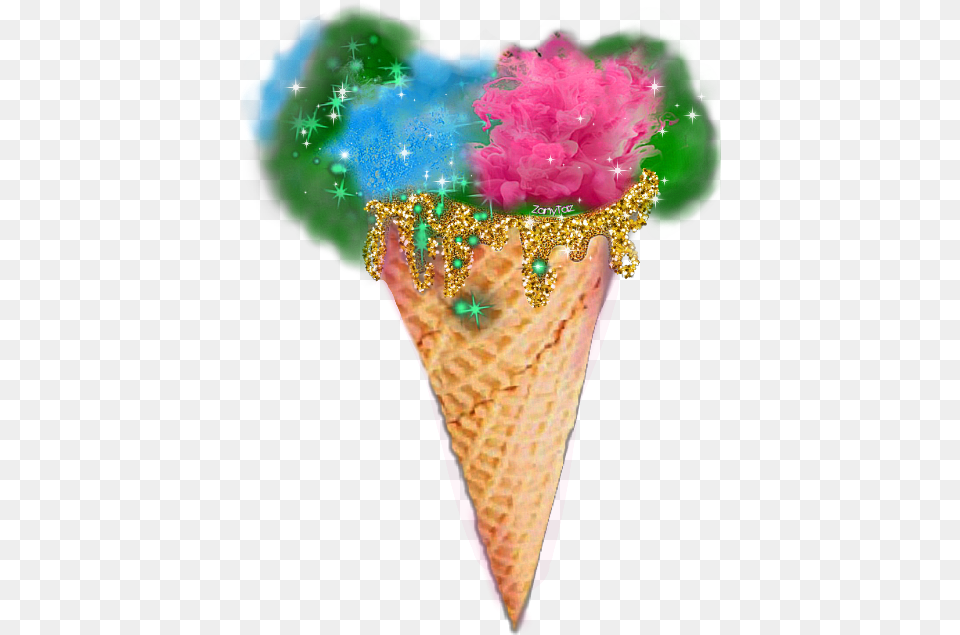 Icecreamcone Smokey Colorful Cone Summer Freetoedit Ice Cream Cone, Food, Dessert, Ice Cream, Wedding Free Png Download