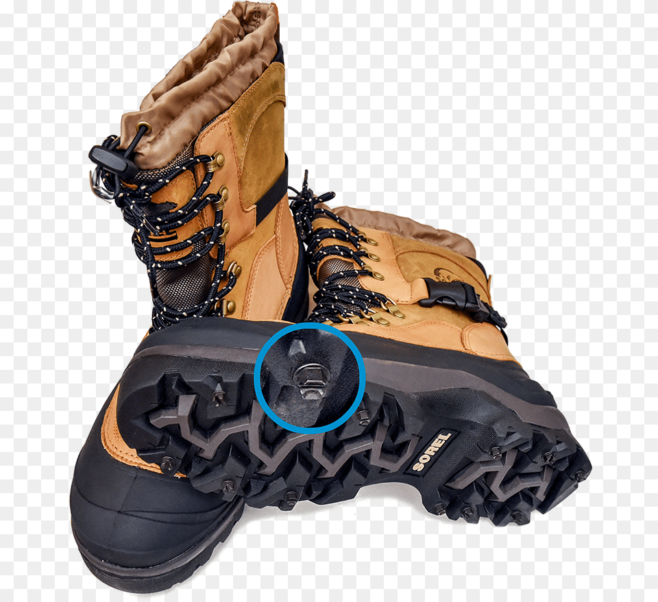 Icespikes Installed On Work Boots For Traction Ice Spikes For Boots, Boot, Clothing, Footwear, Shoe Png