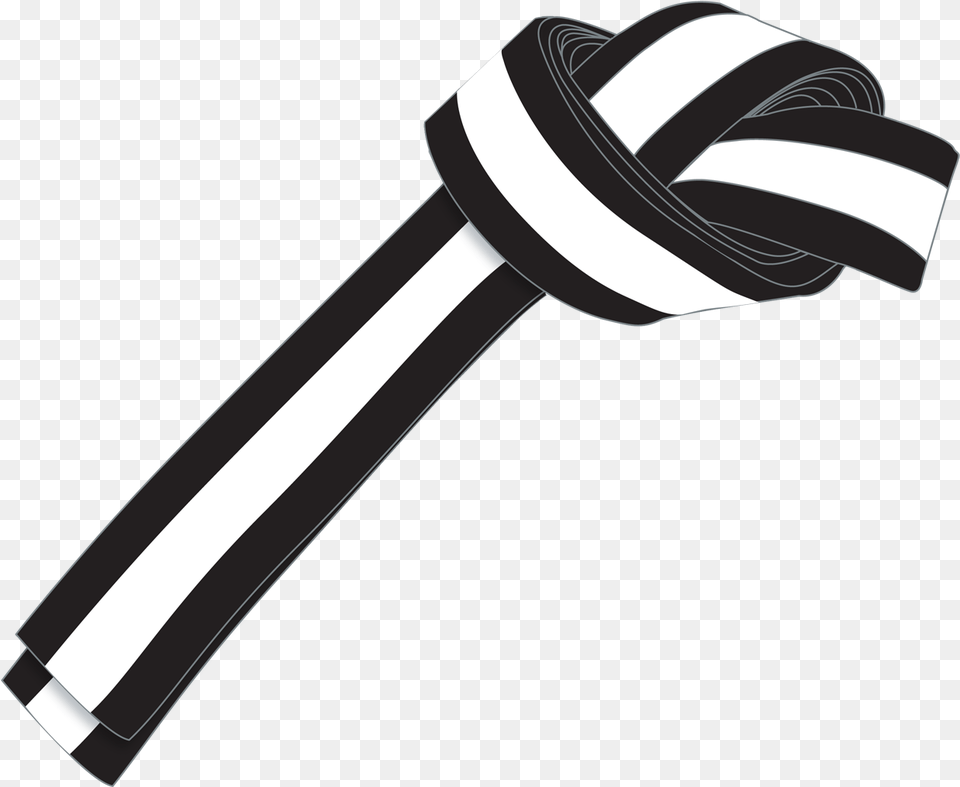 Ichf Black White Belt 1st Gup White And Black Belt, Knot, Blade, Dagger, Knife Free Png