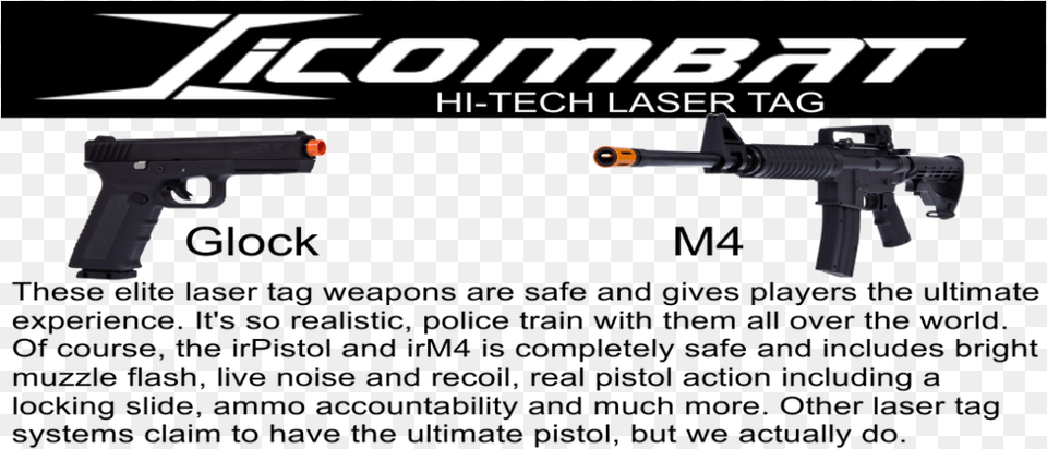 Icombat Is A Top Notch Gaming System For Adults Only M4 Laser Tag Gun Set, Firearm, Weapon, Handgun, Rifle Png Image