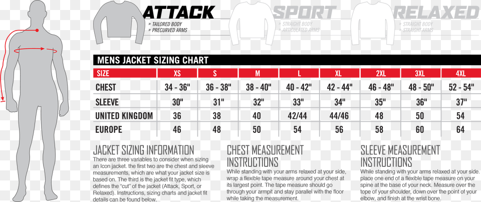 Icon Attack Fit Jacket Sizing Guide Only Jacket Size Chart, Plot, Adult, Male, Man Free Png Download