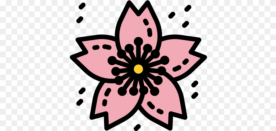 Icon Cherry Blossom Petal Black And White, Anther, Flower, Plant, Art Png Image