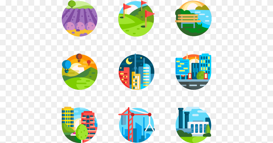 Icon Flat Ui Design Gradient, Sphere, City, Art Png