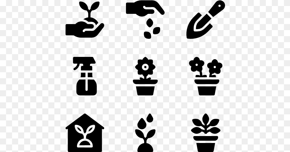 Icon Flower Pot, Gray Free Transparent Png