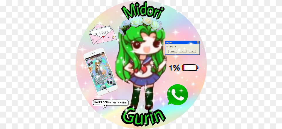 Icon Midorigurin Midori Sticker By Shitsuji Mero Whatsapp 40x40, Disk, Dvd, Person Free Png Download