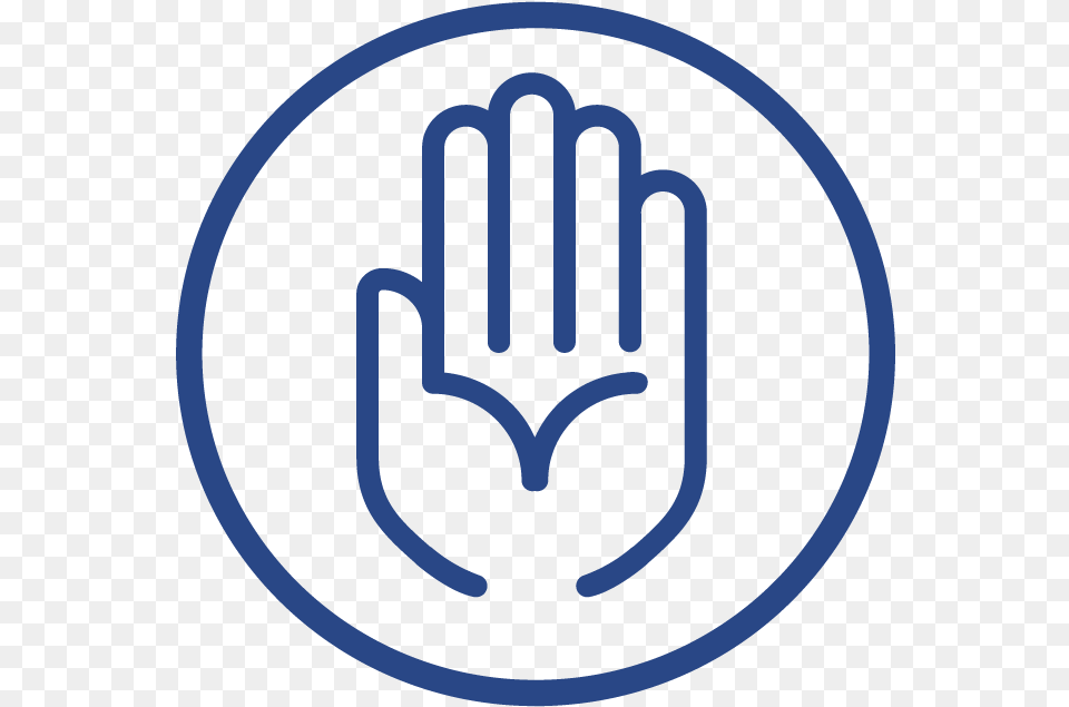 Icon Of A Hand Palm Facing Forward Inside A Circle Transparent Background Hand Icon, Clothing, Glove, Light, Logo Png