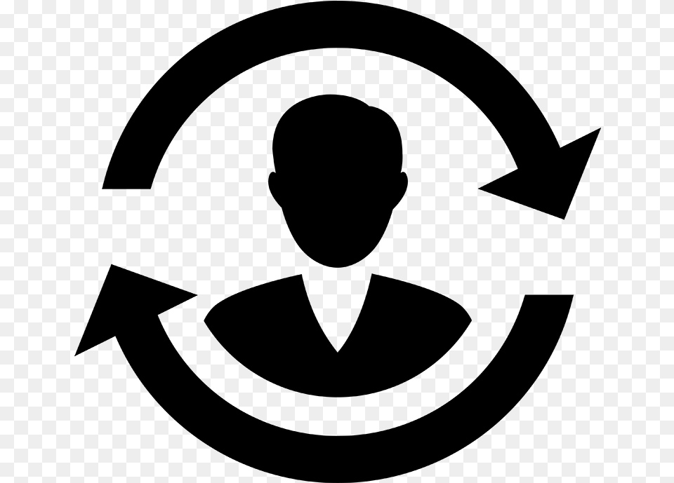 Icon Of A Person With A Circular Arrow Around Them Person With Arrows Around Them Icon, Gray Free Transparent Png