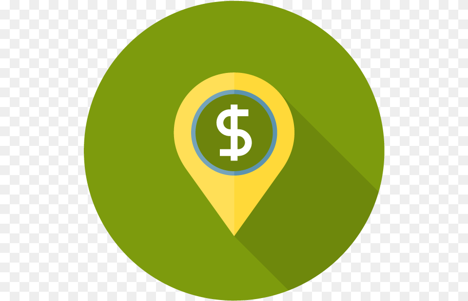 Icon Of Map Marker With Dollar Sign Circle, Logo, Food, Fruit, Plant Free Png