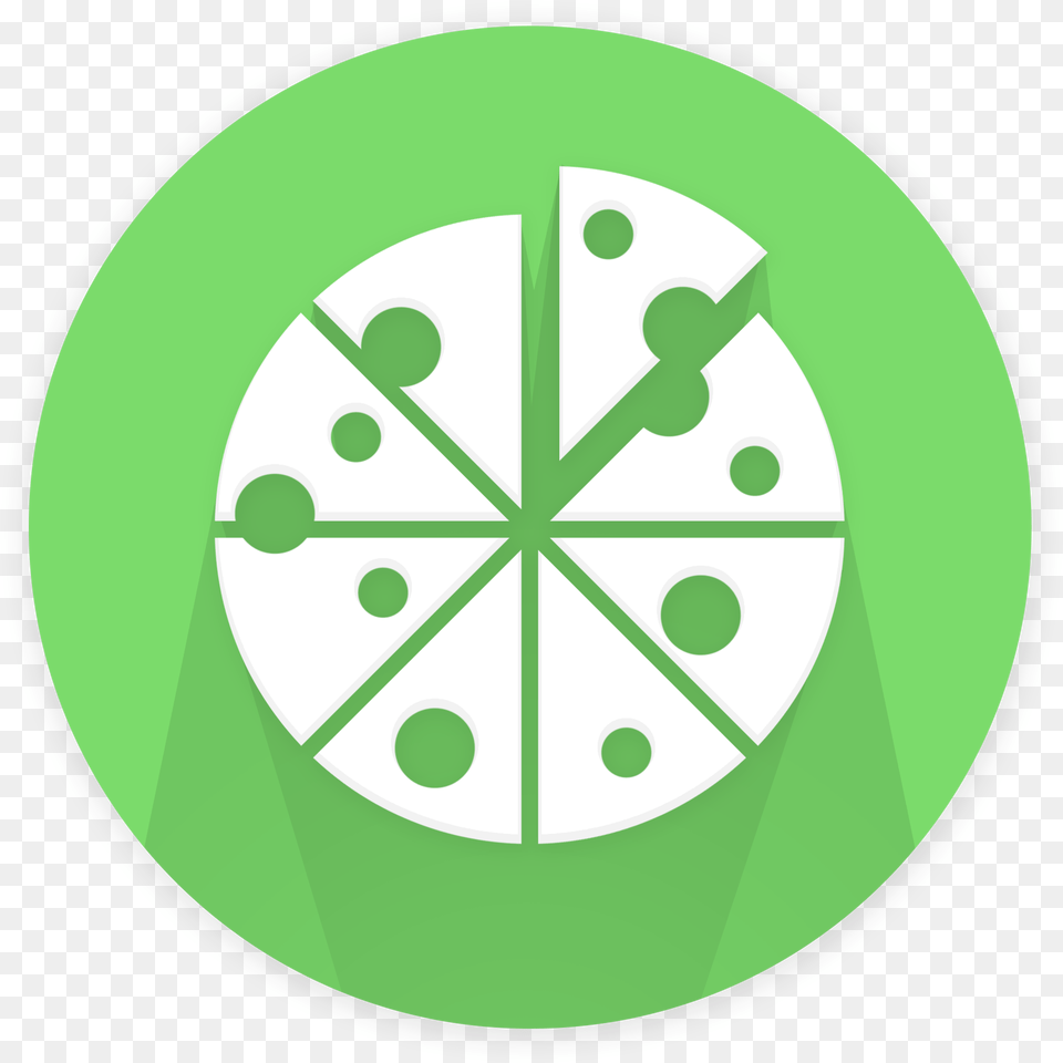 Icon Of Sliced Pizza Green Pizza Icon, Leaf, Plant, Disk, Symbol Png