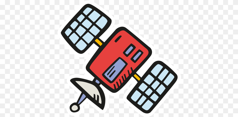 Icon Of Space Hand Drawn Color Sticker Flat Satellite Icon, Dynamite, Weapon, Electronics Png Image