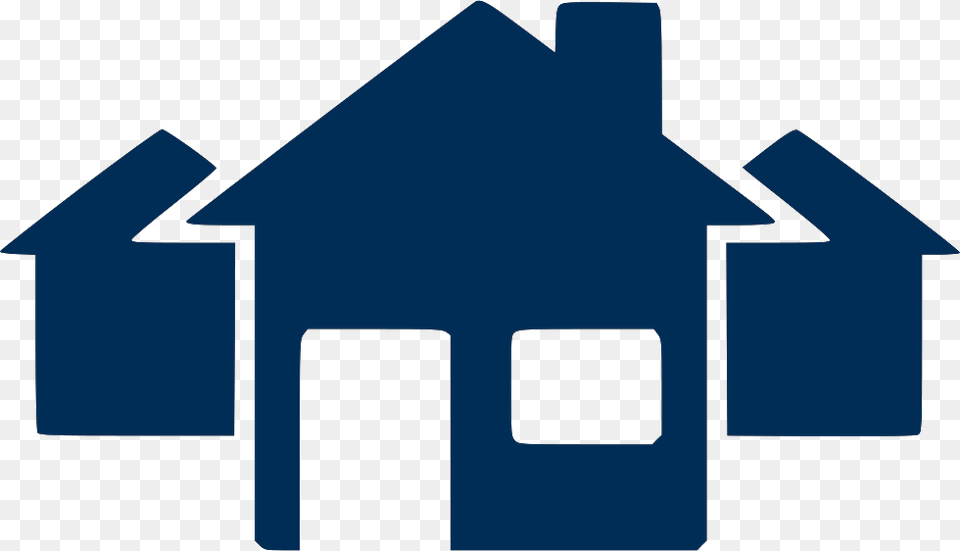 Icon Of Three Houses In Blue, Symbol, Outdoors Free Png