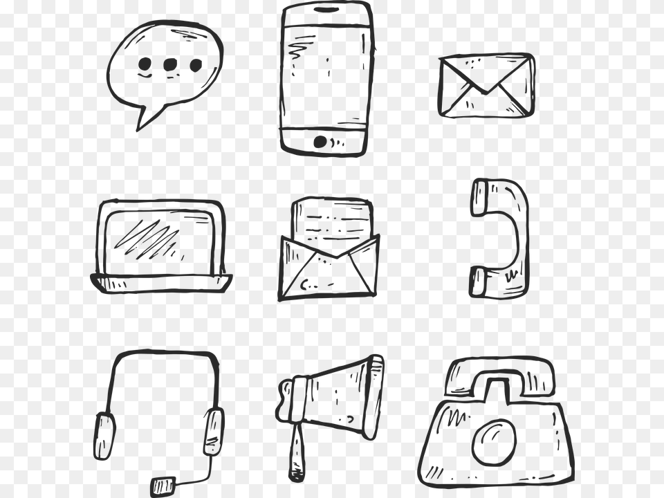 Icon Phone Hand Drawn Communication Sign Web Icon, Art, Drawing, Electronics, Mobile Phone Free Png