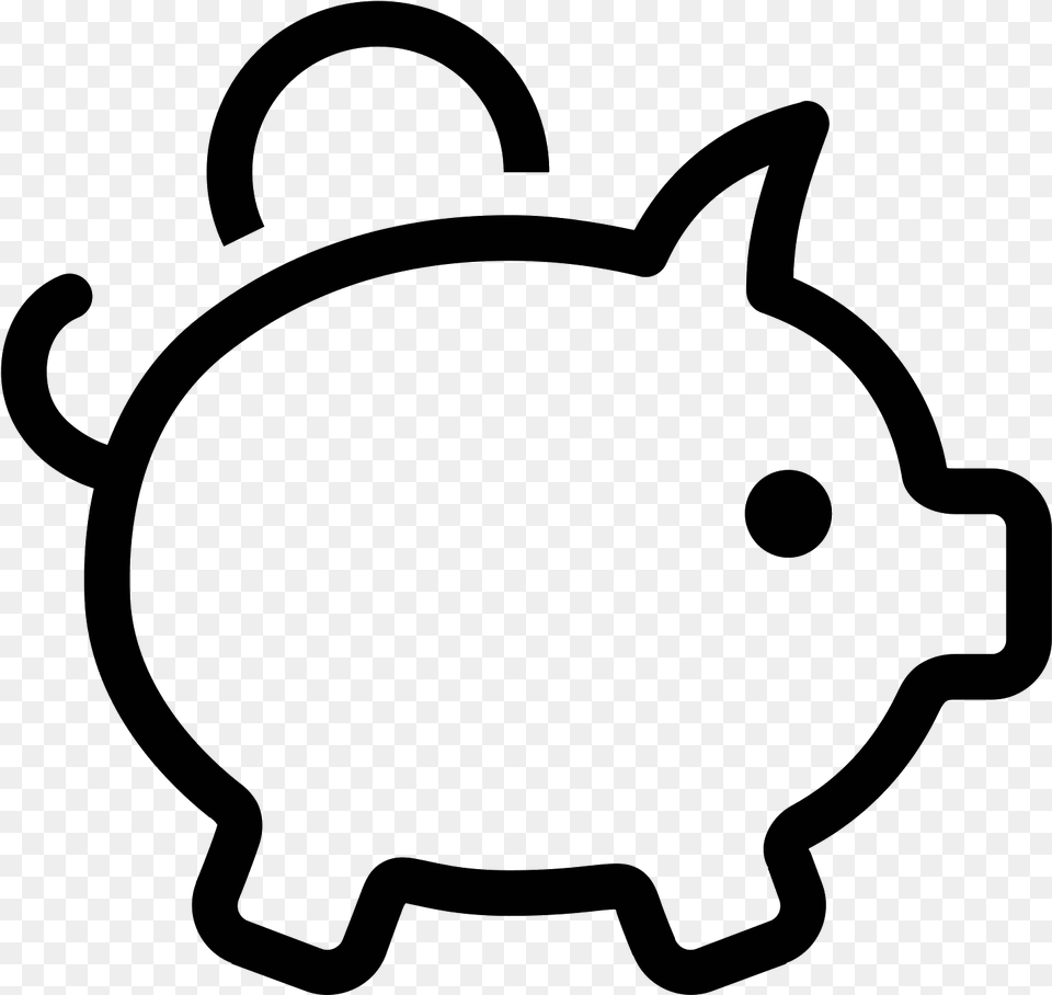 Icon Piggy Bank, Gray Png