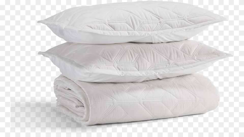 Icon Quilted Organic Cotton Comforter Set In White Solid, Cushion, Home Decor, Pillow Png