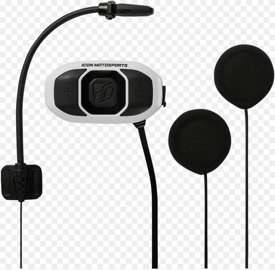 Icon Rau Black White Full Face Helmet Bluetooth 4 Way Icon Rau Bluetooth Headset By Sena, Electrical Device, Electronics, Microphone, Headphones Free Transparent Png