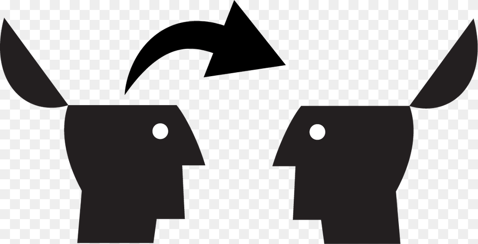 Icon Showing Knowledge Transferring From One Head To, Stencil, People, Person Png