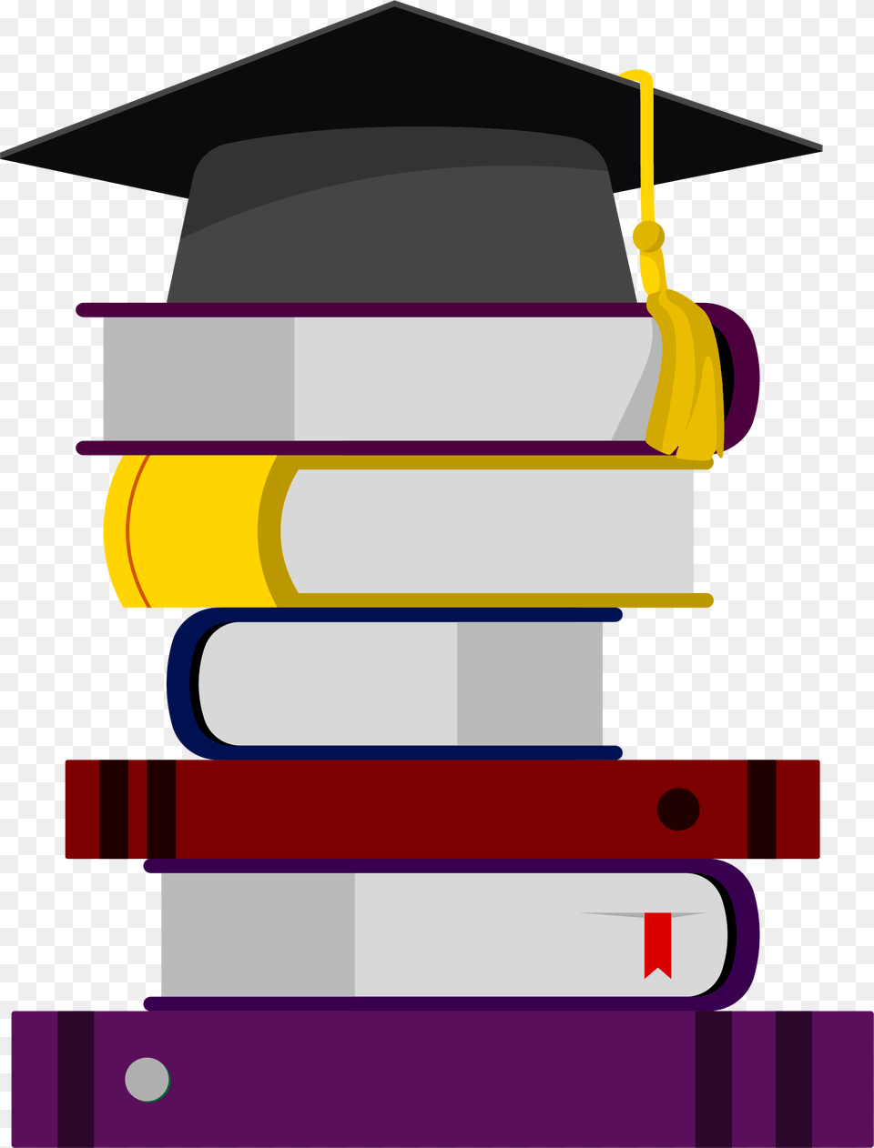 Icon Stacked Books On Books And Graduation Cap, People, Person, Bulldozer, Machine Free Transparent Png