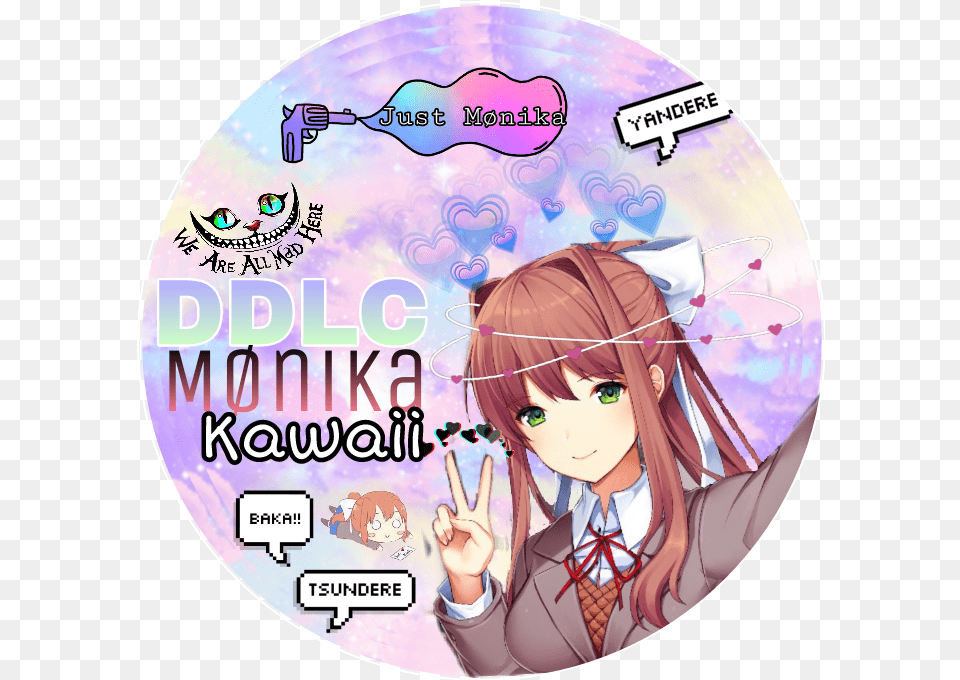 Icon Sticker By Melinaremy33gmail Monika Ddlc Pfp, Person, Disk, Dvd, Book Png