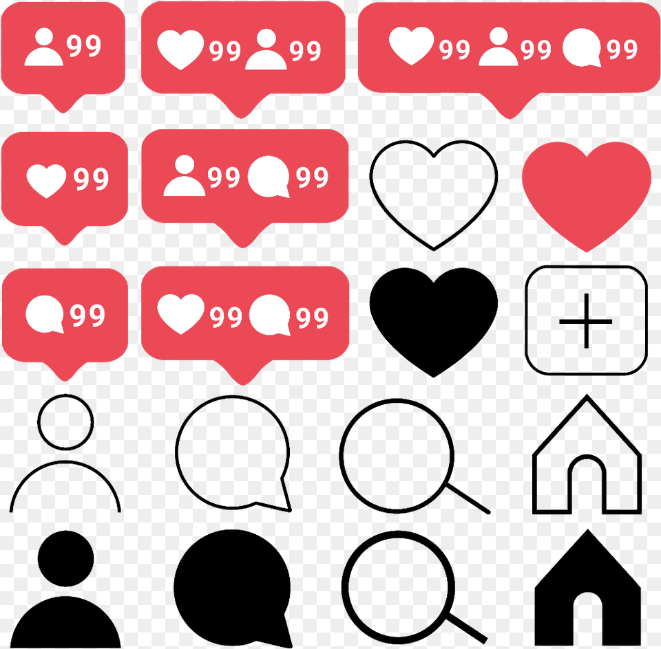 Icon Symbol Instagram Insta Blackwhite Color Heart Png