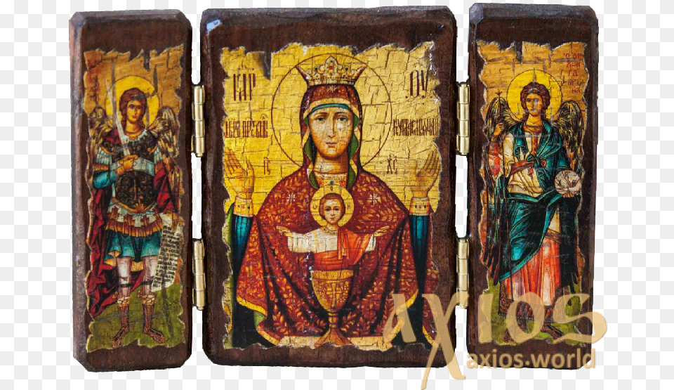 Icon Under The Antiquity Of The Blessed Virgin Mary Religion, Art, Painting, Person, Adult Free Png