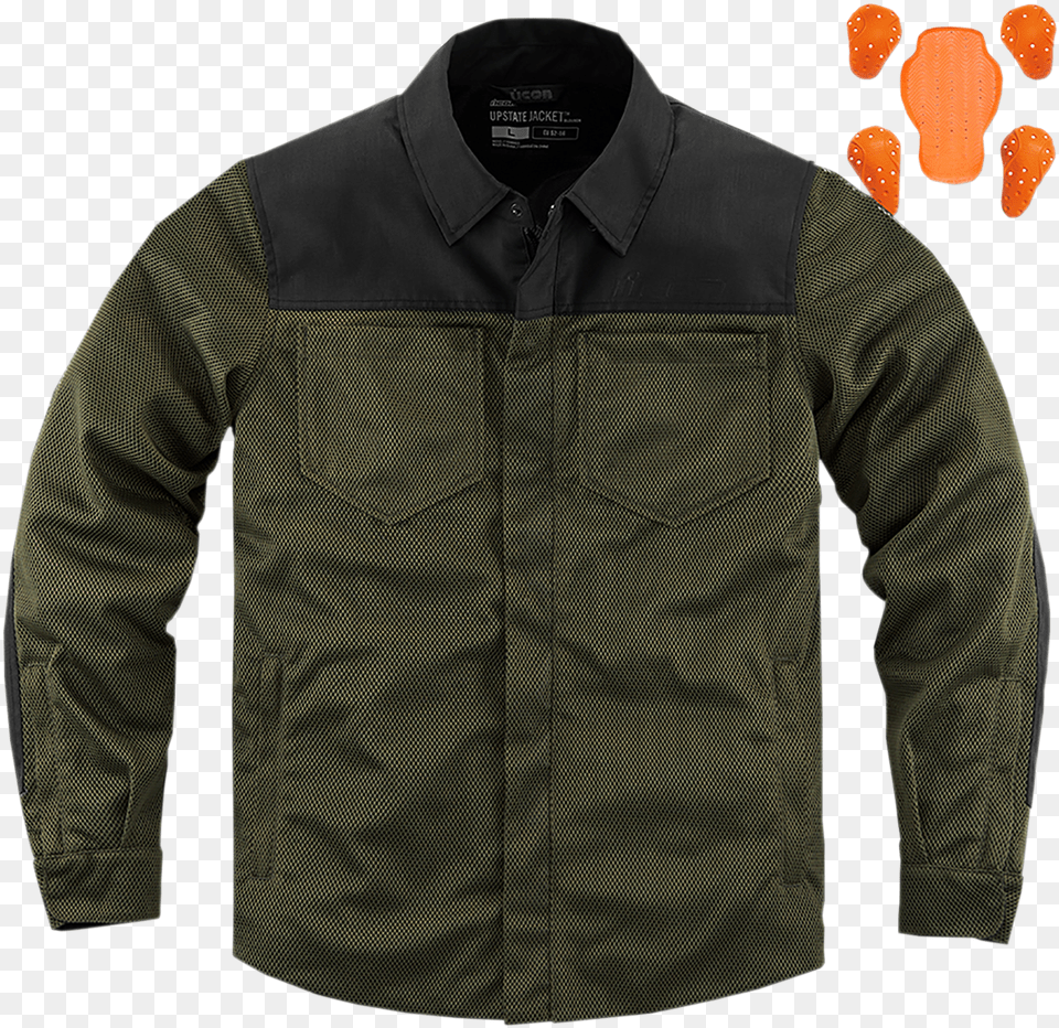 Icon Upstate Riding Shirt Lg Green Ebay Long Sleeve, Clothing, Coat, Jacket, Long Sleeve Free Png Download