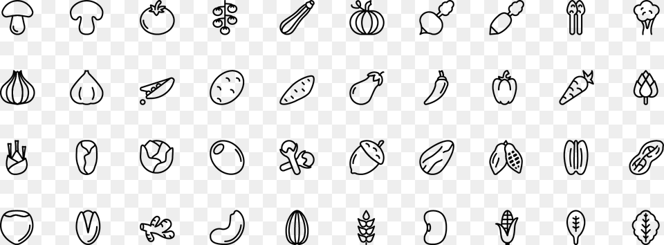 Icon Vegetables And Seeds Monochrome, Gray Png Image