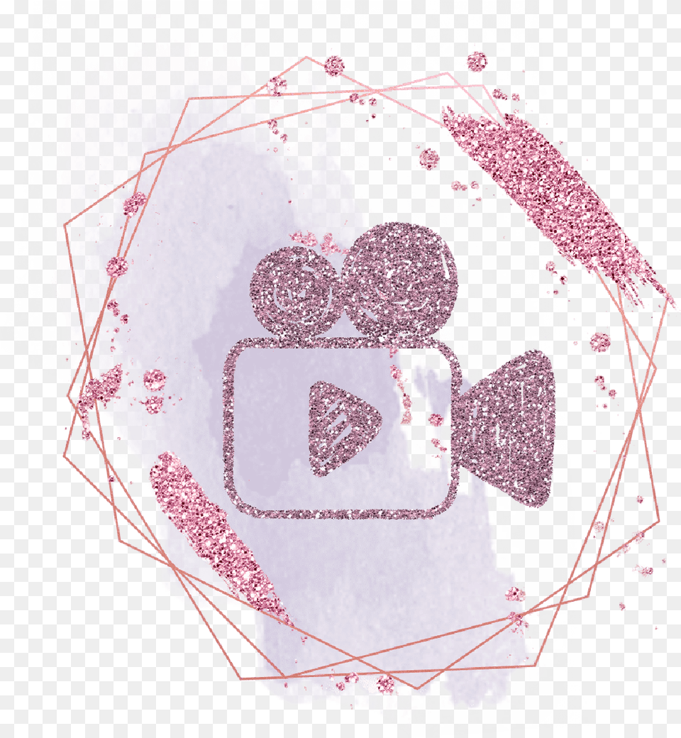 Icon Video Sticker Pink Video Icon Glitter, Art, Paper, Flower, Plant Free Png
