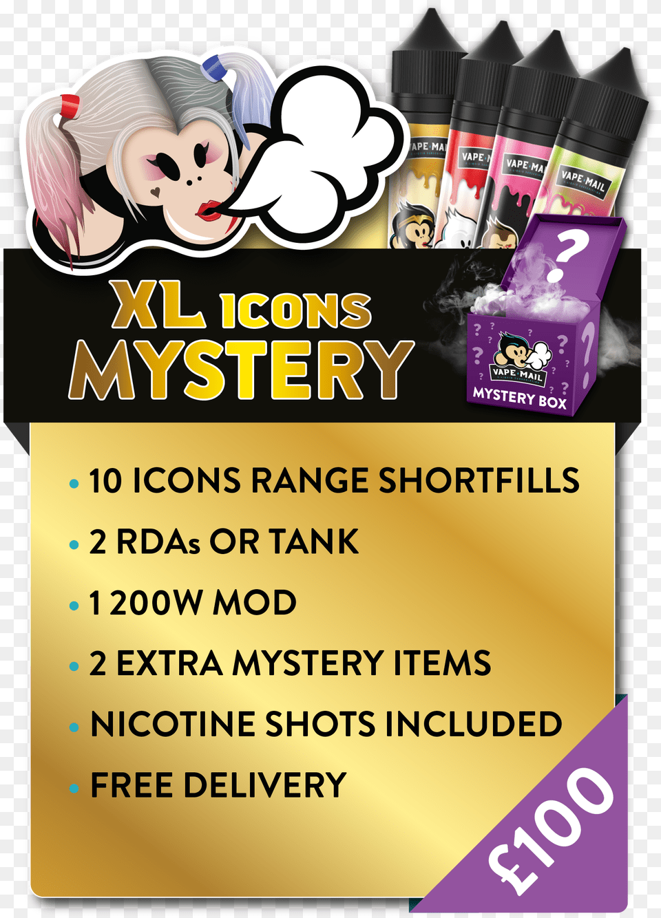 Icon Xl Mystery Box Fictional Character, Advertisement, Poster, Bottle, Shaker Png