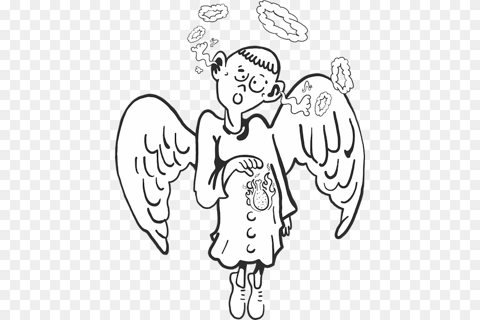 Iconic Sink Angel Cartoon Holding A Spicy Atomic Angel, Stencil, Person, Face, Head Free Transparent Png