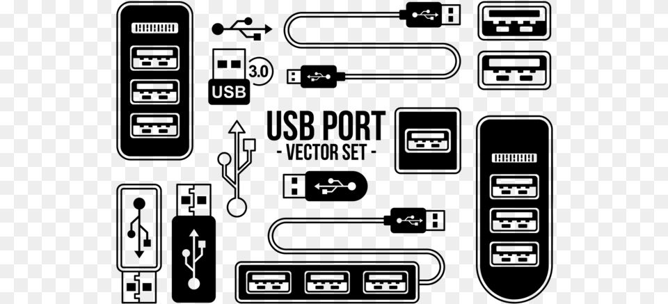 Iconos De Puerto Usb Vector Usb Port Icon, Gray Free Png