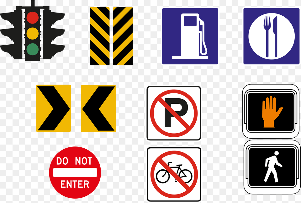 Icons Design Of Road Signs Car Ride Scavenger Hunt, Light, Symbol, Sign, Person Png Image