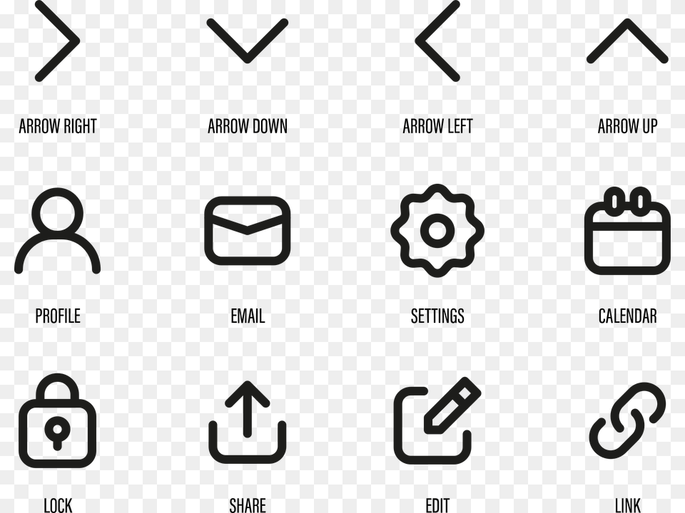 Icons Web Symbols Communication Digital Graphic Chinese Character Clipart Black And White, Text, Symbol Png Image