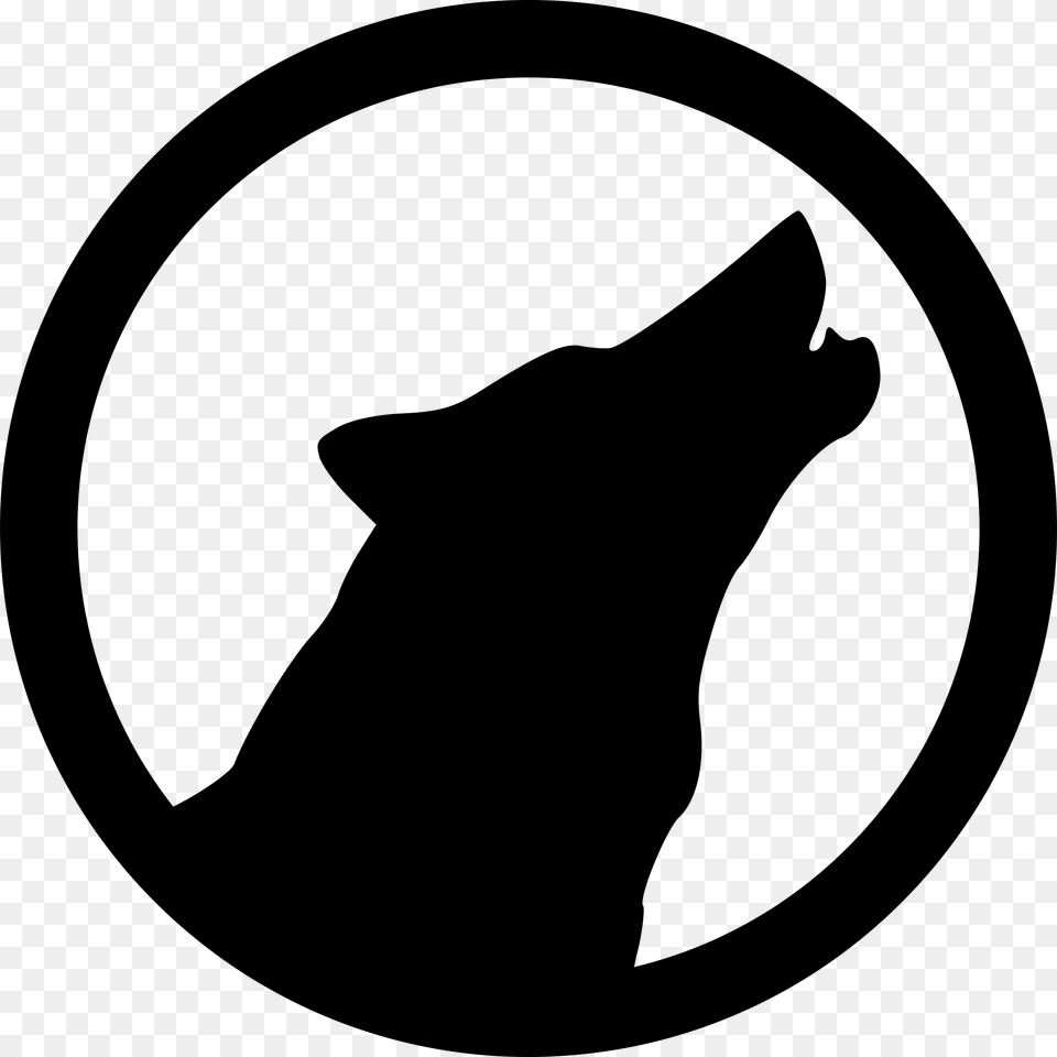 Icons Wolf Head In Circle, Gray Free Transparent Png