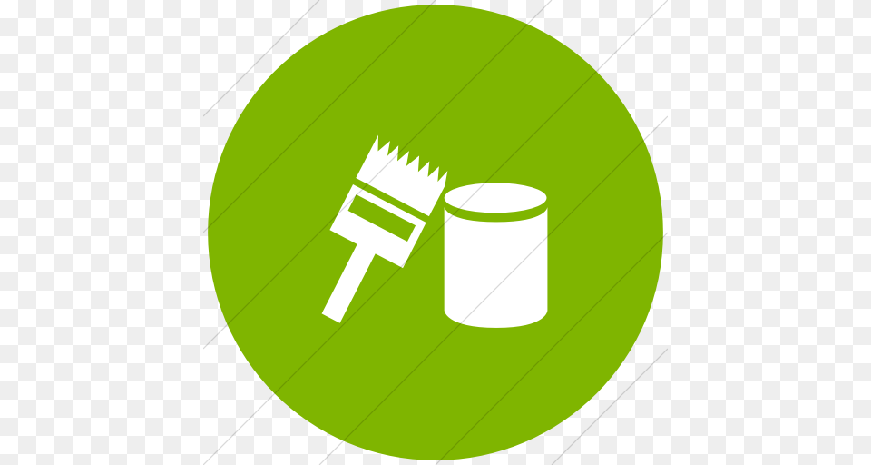 Iconsetc Flat Circle White On Green Classica Paint Brush And Can, Device, Tool, Clothing, Hardhat Free Png Download