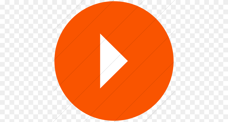 Iconsetc Flat Circle White On Orange Classica Play Button Icon, Triangle, Disk Png