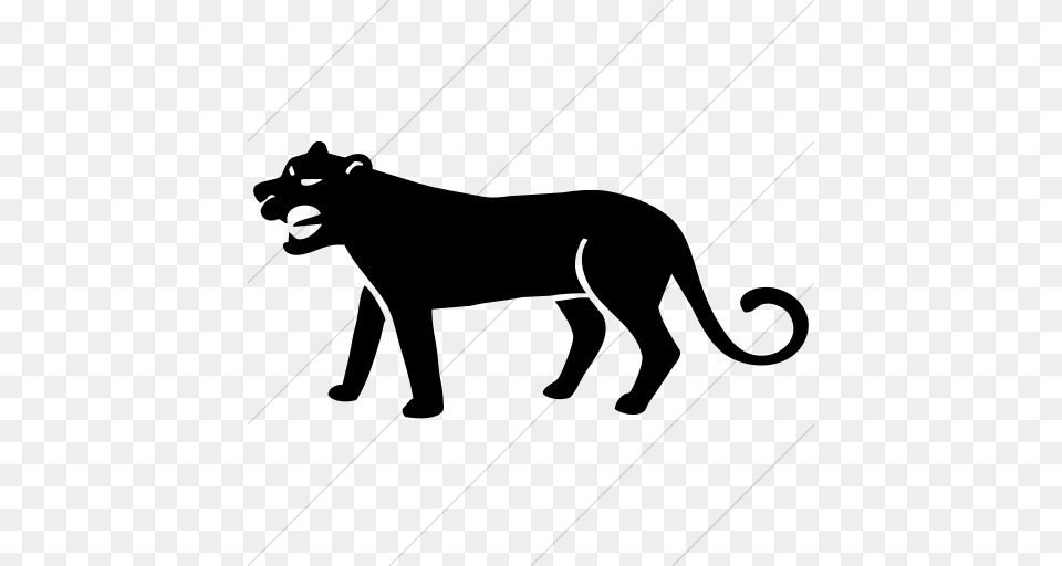 Iconsetc Simple Black Animals Mountain Lion Icon, Gray Free Png