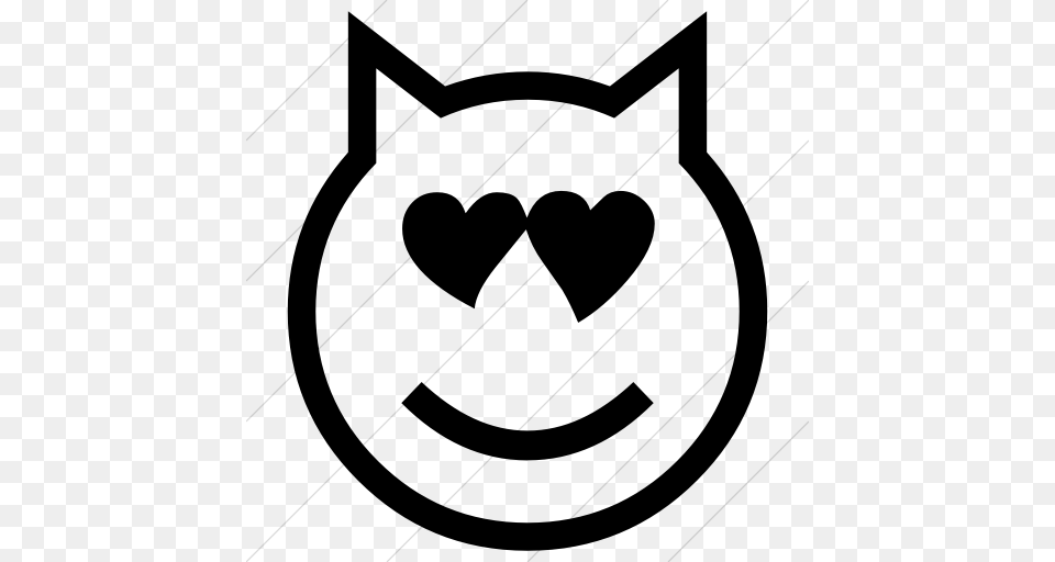 Iconsetc Simple Black Classic Emoticons Smiling Cat Face, Gray Free Transparent Png