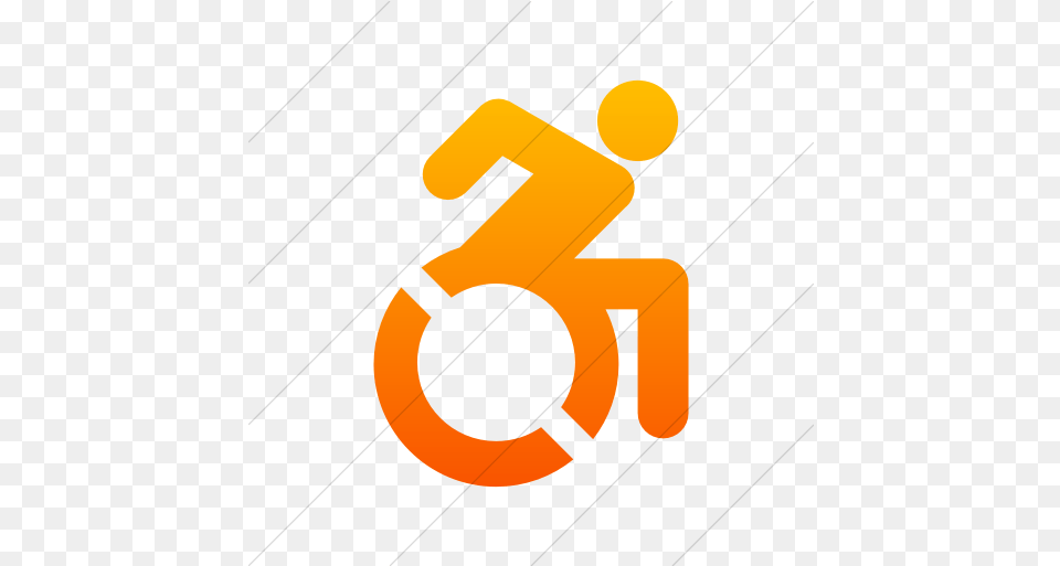 Iconsetc Simple Orange Gradient Foundation 3 Wheelchair Icon Wheelchair, Symbol, Sign, Text Png Image