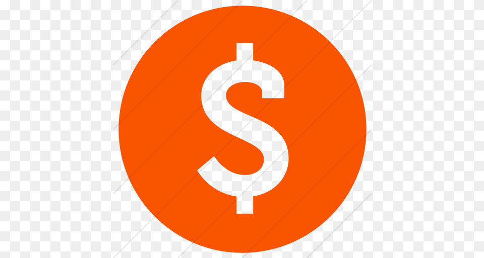 Iconsetc Simple Orange Raphael Dollar Dollar Circle, Symbol, Number, Text Png Image