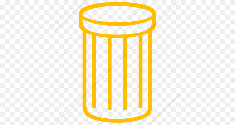 Iconsetc Simple Yellow Classica Thin Striped Trash Can Icon, Tin, Trash Can, Smoke Pipe, Cylinder Png