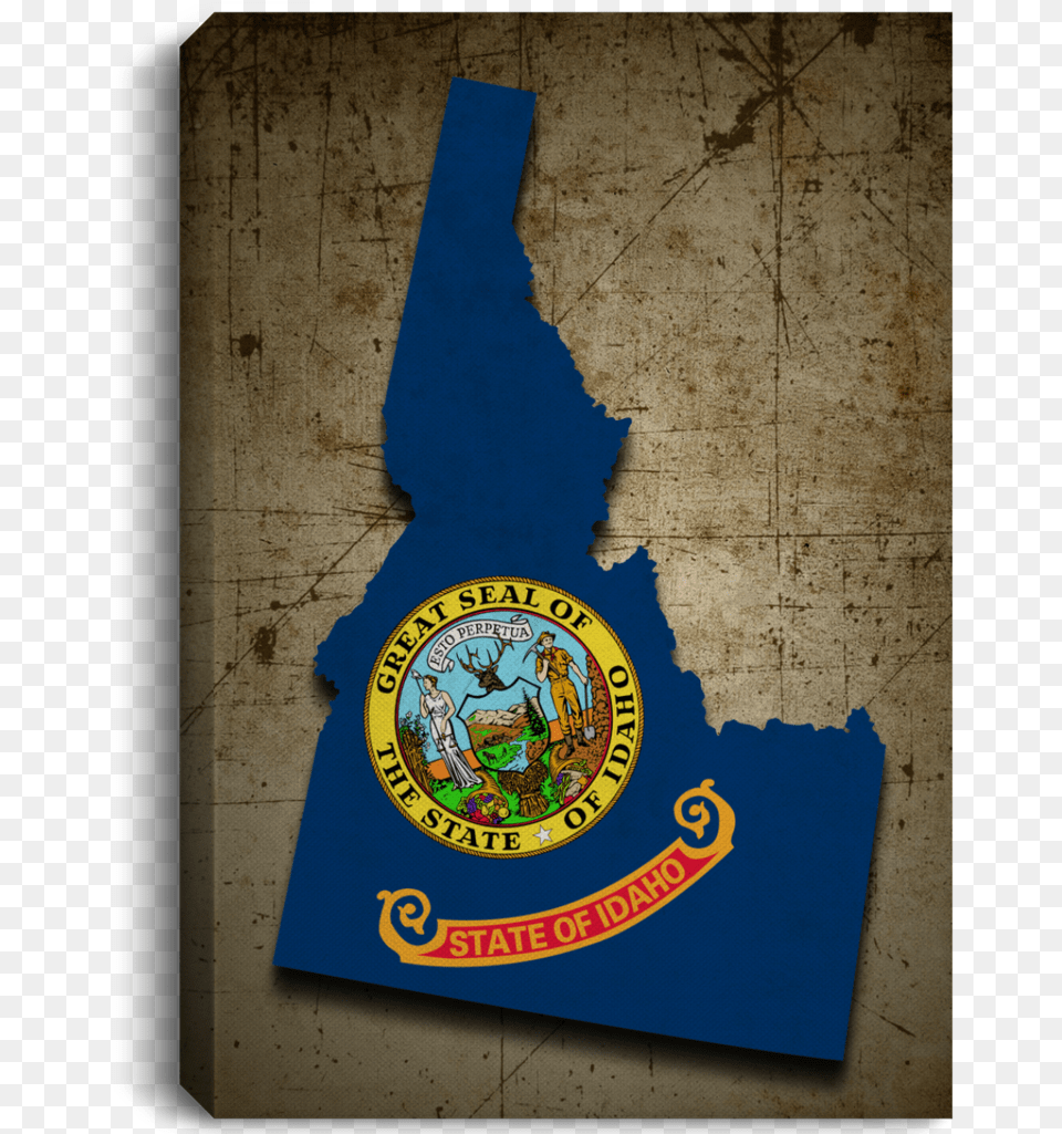 Idaho Flag State Outline Canvas, Logo, Emblem, Person, Symbol Png