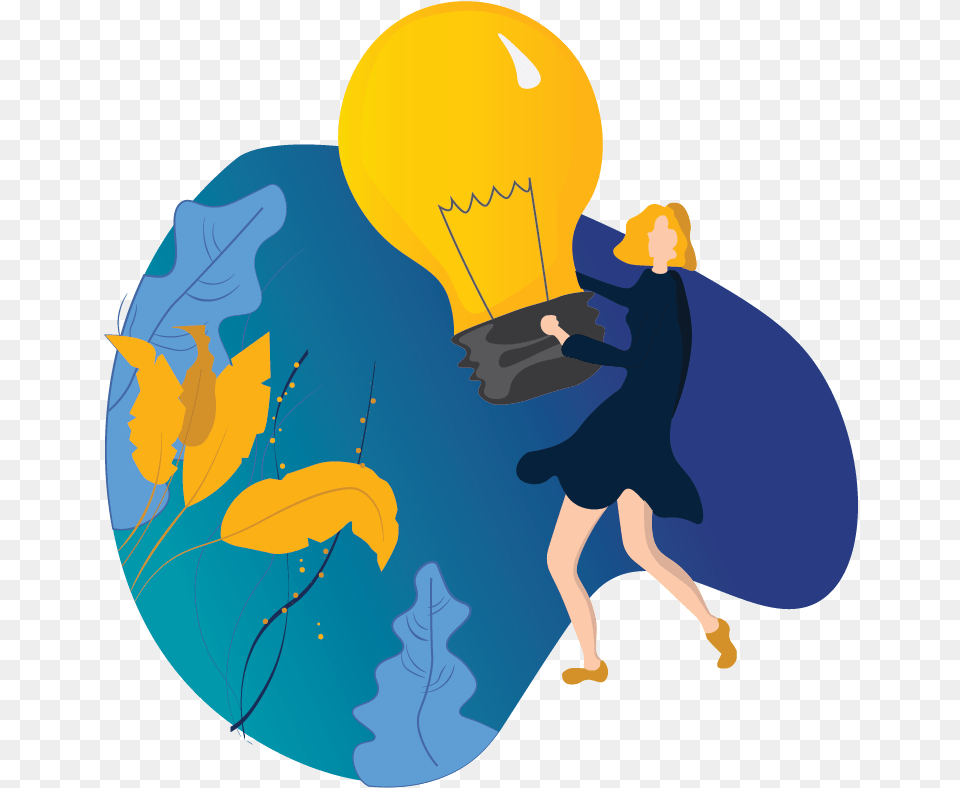 Idea Flat Design Illustration Vector Minimal Branding Illustration, Light, Person, Balloon Png