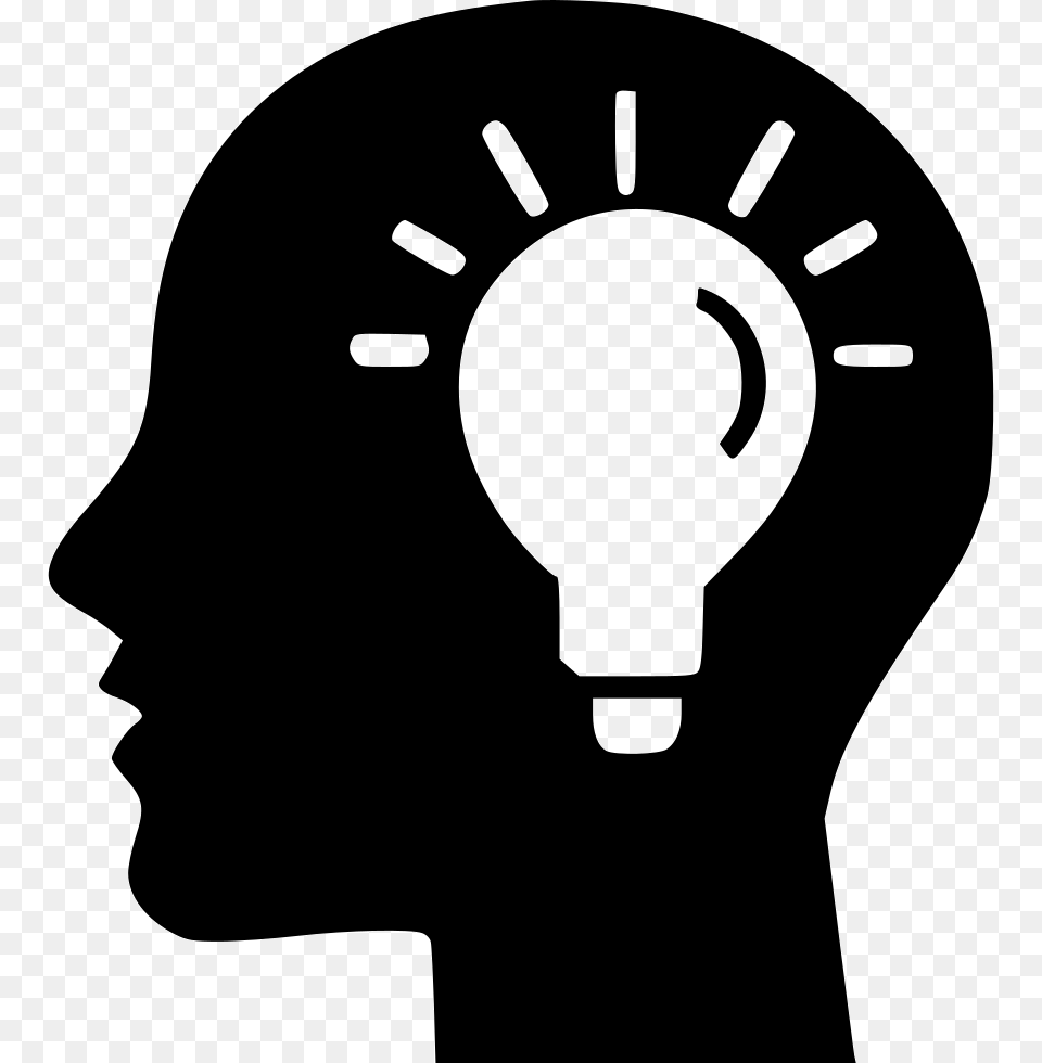 Idea Head Head Idea Icon, Light, Stencil, Silhouette, Lightbulb Png Image