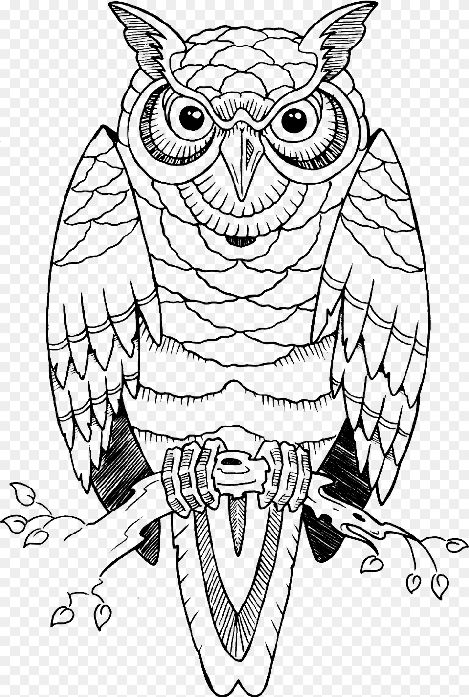 Idea Owl Drawing Tattoo Transparent Image Hd Tattoo Designs Owl Simple, Gray Free Png