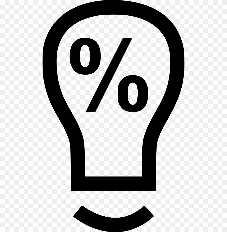 Idea Percent Light Bulb Sign, Symbol, Text, Number, Clothing Free Transparent Png
