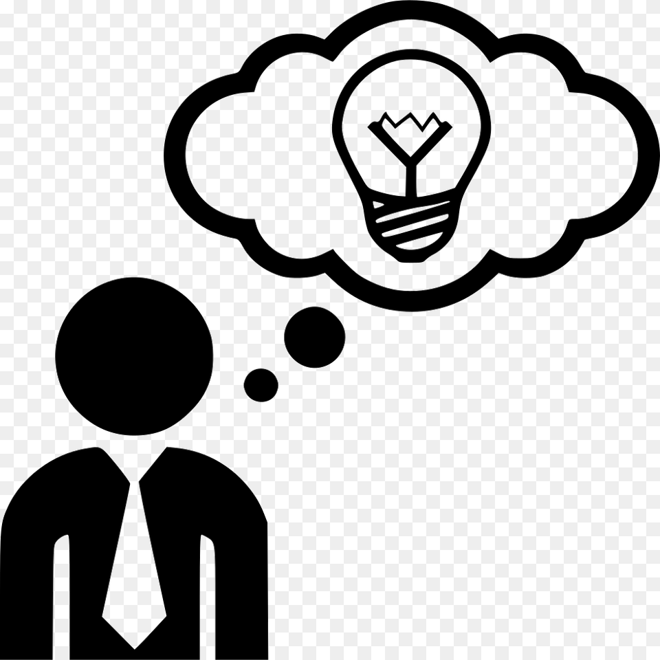 Idea Think Thinking Man Svg Icon Download Person Thinking Clipart, Light, Stencil, Lightbulb Png