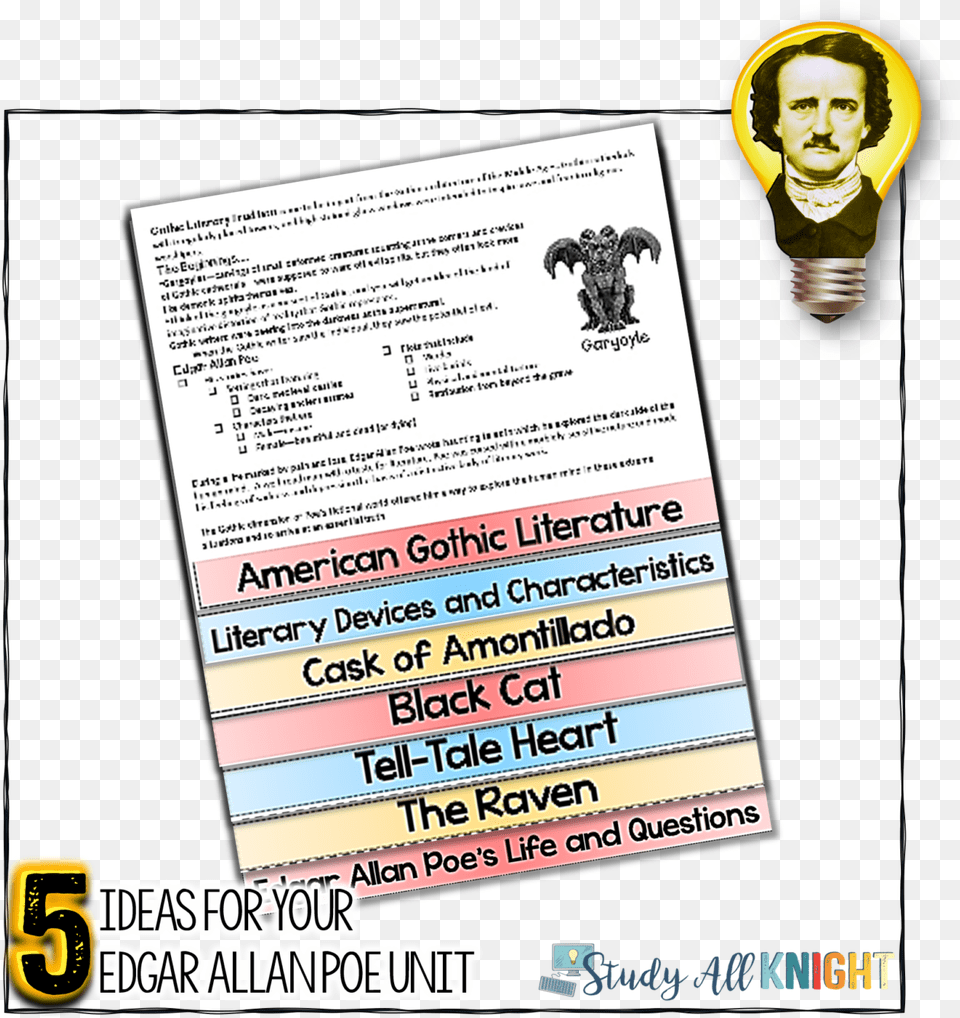 Ideas For Teaching An Edgar Allan Poe Unit In Middle Poster, Advertisement, Light, Baby, Person Free Png Download