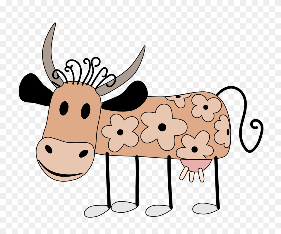 Idiot Cartoon Cow, Animal, Bull, Mammal, Cattle Png Image